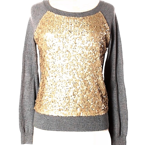 a.n.a Sweaters - *3/$30* Grey & Gold Sequin a.n.a. Sweater